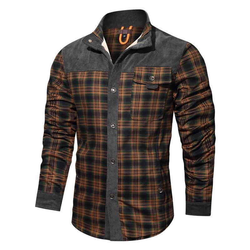 Herren Flanellhemd Warm mit Druckdetails Elegant