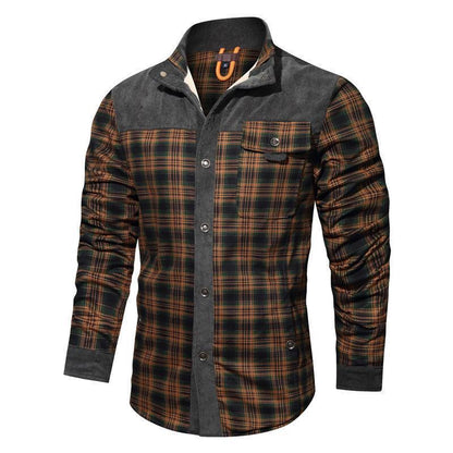 Herren Flanellhemd Warm mit Druckdetails Elegant
