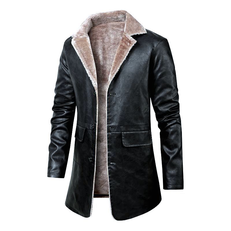 Lederblazer Herren Elegant Lederjacke Mit Fleece-Futter - BerlinGlamour