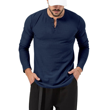 Herren Langarmshirt Modern Knopfleiste Slim Fit