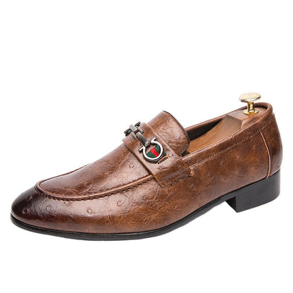 Herren Mokassins Leder Elegant Schnallenverschluss Schwarz