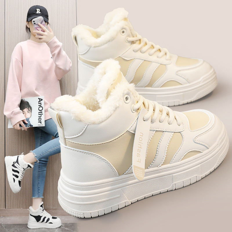 Damen Sneaker Hochflorige robustes Kunstleder bequem - BerlinGlamour
