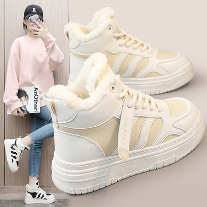 Damen Sneaker Hochflorige robustes Kunstleder bequem - BerlinGlamour