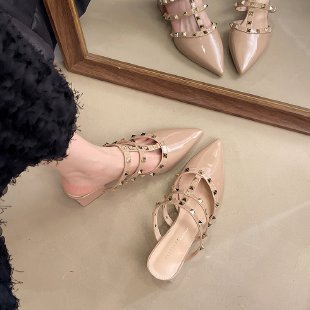 Damen Sling Pumps mit Nieten High Heel Schuhe Elegant