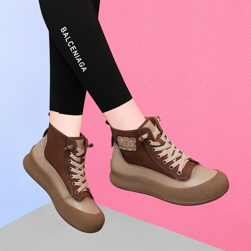Damen Sneaker Hoch Plateau Stabile Sohle Trendy