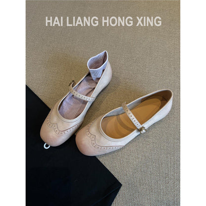 Damen Ballerinas Bequem Riemenverschluss Comfort Schuhe