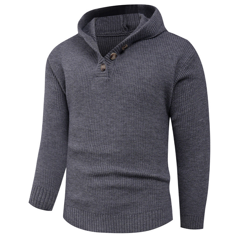Herren Pullover Schalkragen Elegante Knöpfe Modern