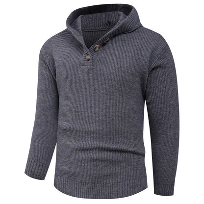 Herren Pullover Schalkragen Elegante Knöpfe Modern