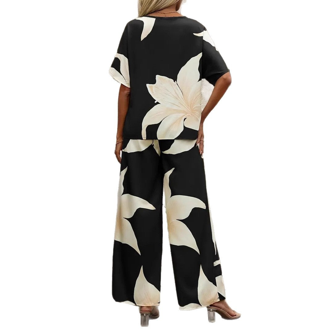 Damen Zweiteiliges Set Luftig Florales Design