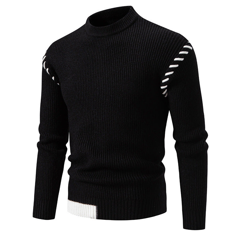 Herren Pullover Strick Modern Hochkragen Zopfmuster Trendy