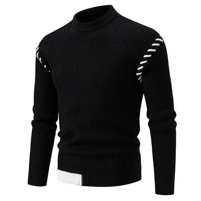 Herren Pullover Strick Modern Hochkragen Zopfmuster Trendy