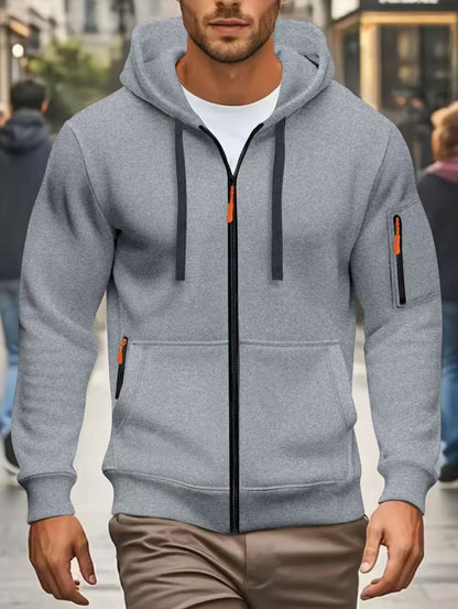 Herren Sportjacke Kapuzenjacke Reißverschlusstaschen Funktional