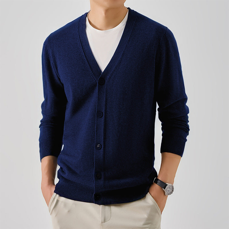Herren Strickjacke Elegante V-Ausschnitt Modern