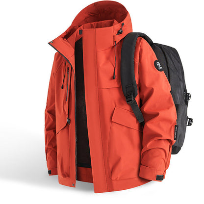 Herren Allwetterjacke Wasserdicht mit Taschen Verstellbar