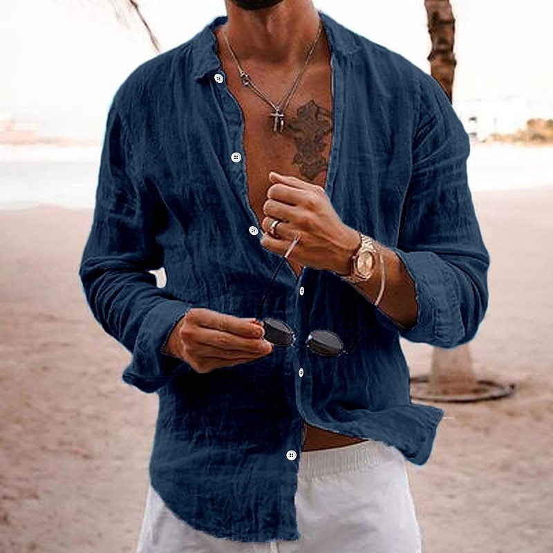Leinenhemd Herren Lässig Sommer Modern