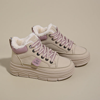 Damen Sneaker High Top Kuschelig Warm mit Profilsohle