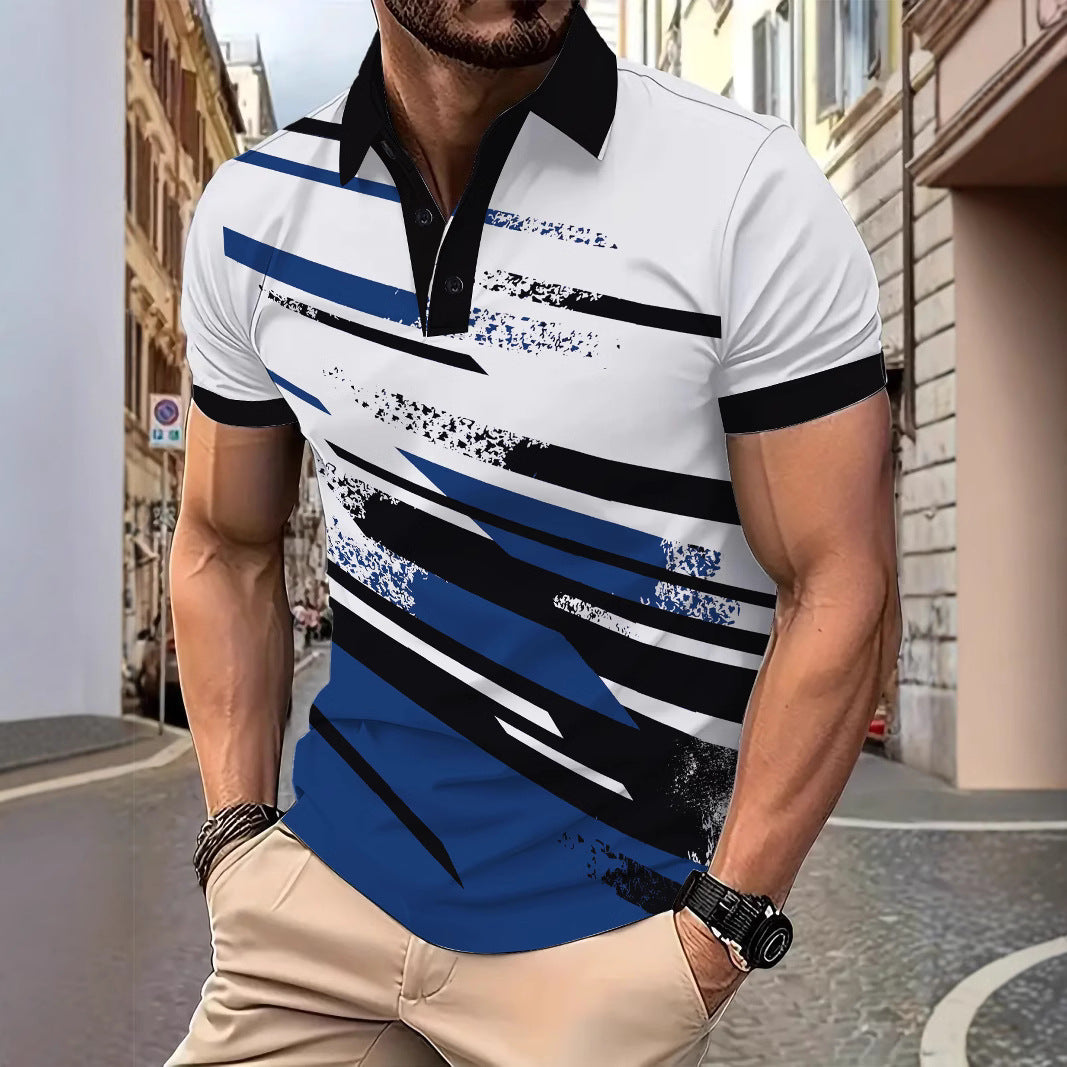 Herren Poloshirt Kurzarm Streifenmuster Modern Style - BerlinGlamour
