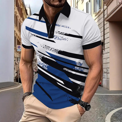 Herren Poloshirt Kurzarm Streifenmuster Modern Style - BerlinGlamour