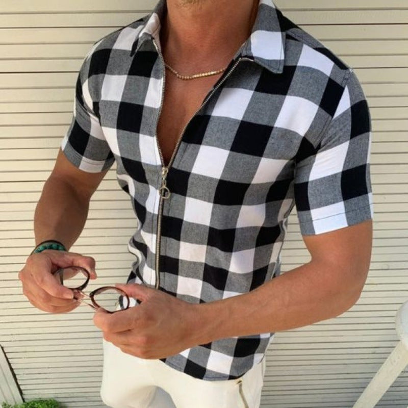 Herren Kurzarmhemd Karomuster Modern Lässig Berlin