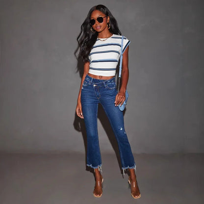 Damjeans Bootcut Trendfransen Waschung