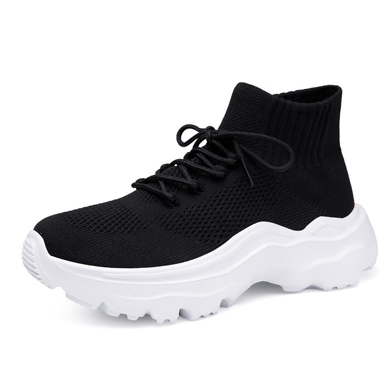 Damen Sneaker Strick Hochkragen Rutschfest Komfortschuhe