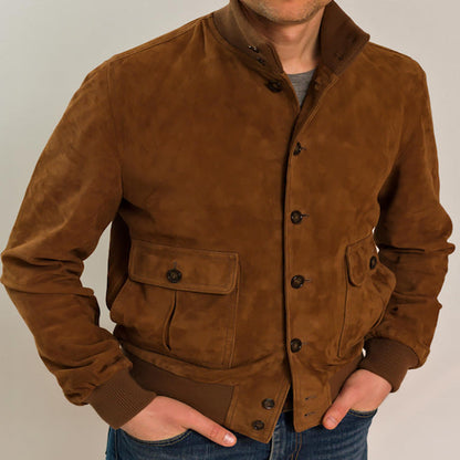 Lederjacke Herren Wildleder Modern Mit Taschen