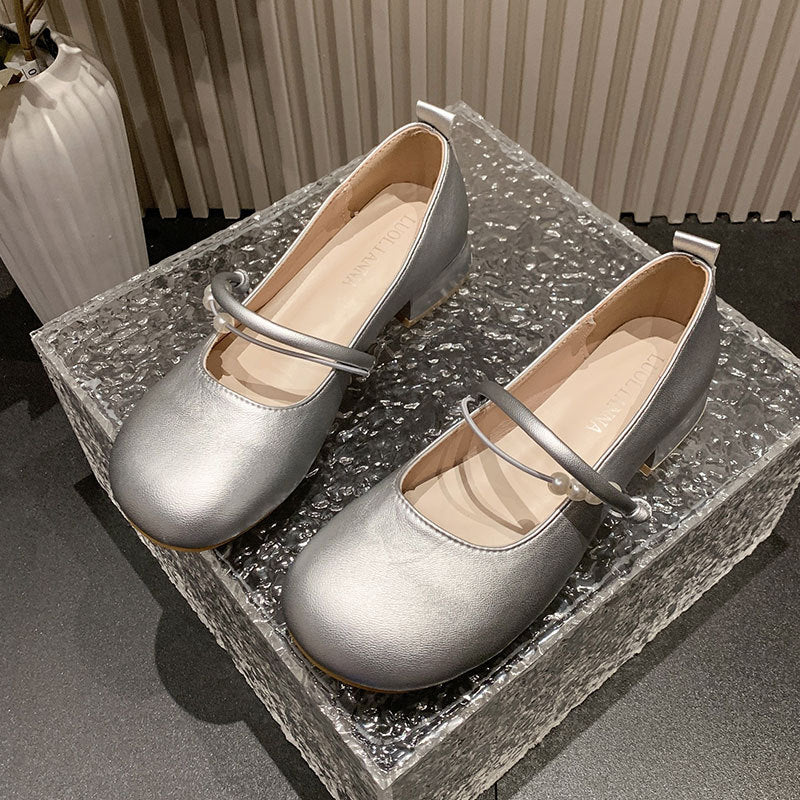 Damen Ballerinas Elegante Perlenschmuck Schuhe