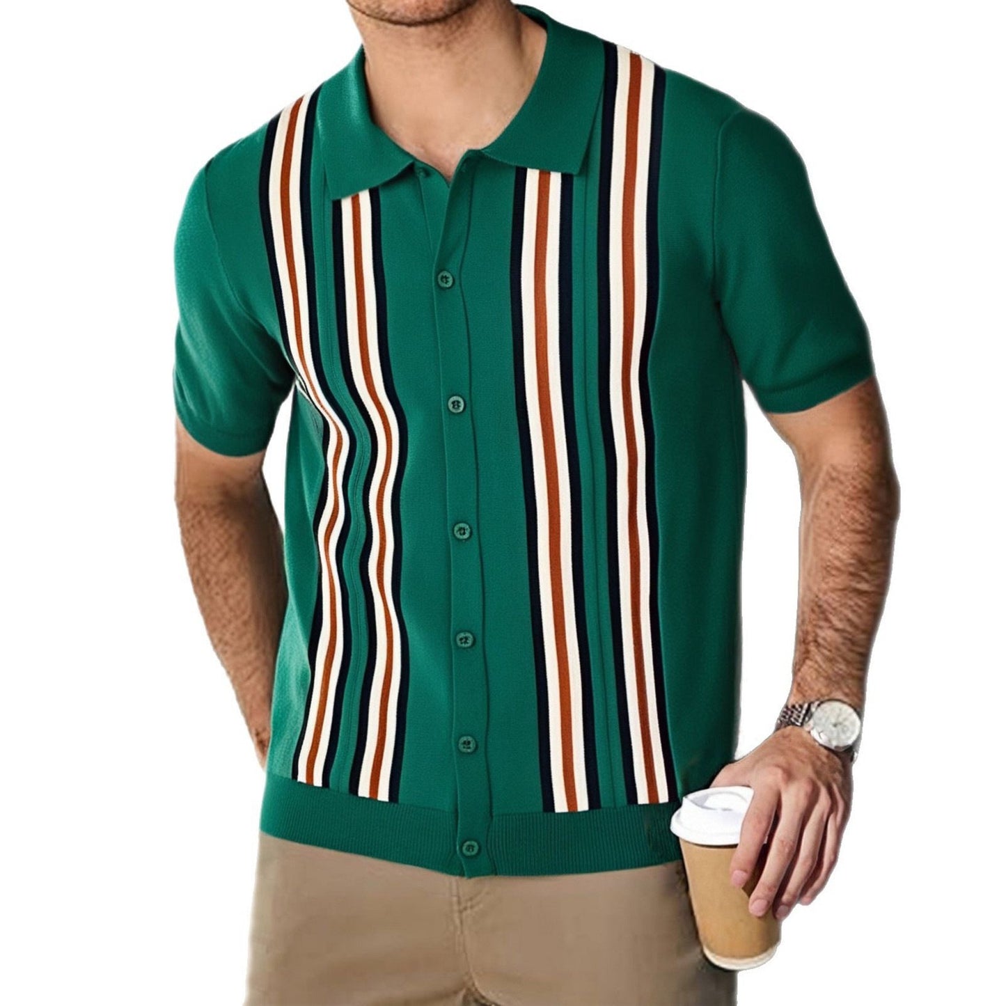 Herren Hemd Kurzarm Streifen Modern Berlin Style