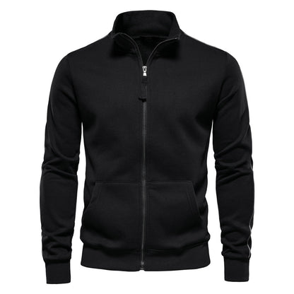 Herren Sweatjacke Hochkragen Reißverschluss Kapuze Warm