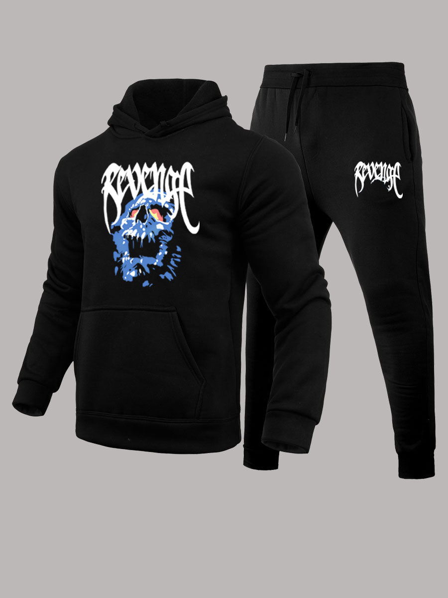 Herren Streetwear Set Kapuzenpullover Jogginghose Skull Motiv