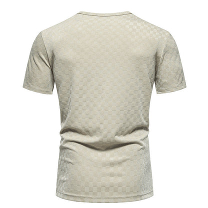 Herren T-Shirt V-Ausschnitt Strukturiert Trendig Modern