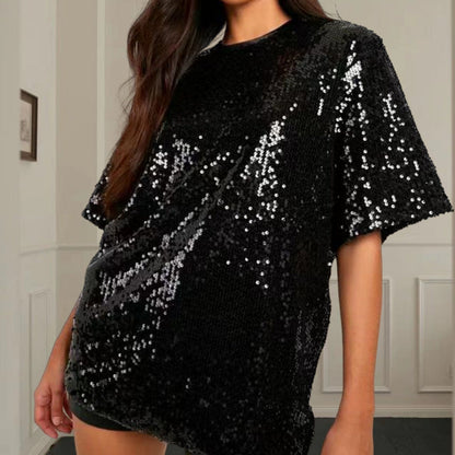 Glitzerndes Oversize-Top Damen mit Pailletten Großes Format