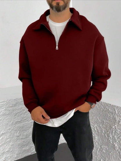 Herren Sweatpullover Stehkragen Halbzipper Modern Sportlich