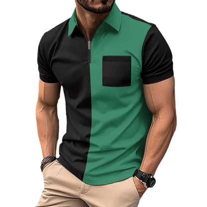 Herren Polohemd Modern Zip Kragen mit Brusttasche