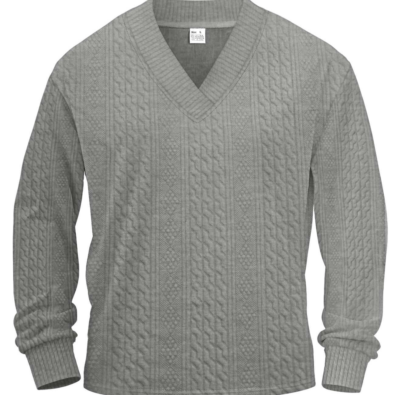 Herren Pullover Strick V-Ausschnitt Struktur Optik