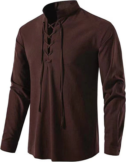 Herren Langarmhemd Modern Kordelzug Elegante