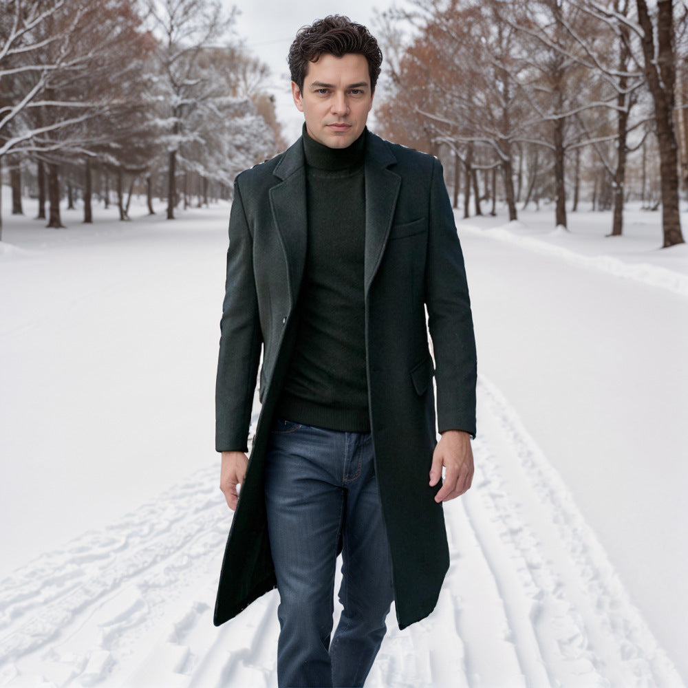 Herren Mantel Lang Eleganter Wollblend Winter - BerlinGlamour