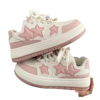 Damen Sneaker Sternen Motiv Comfort Sohle