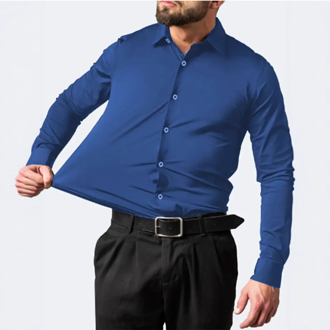 Herren Langarmhemd Slim Fit Stretch atmungsaktiv Modern