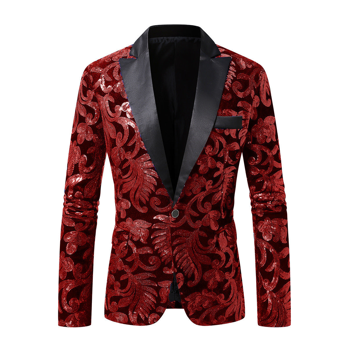 Herren Blazer Eleganter Pailletten Anzug mit Floralmuster