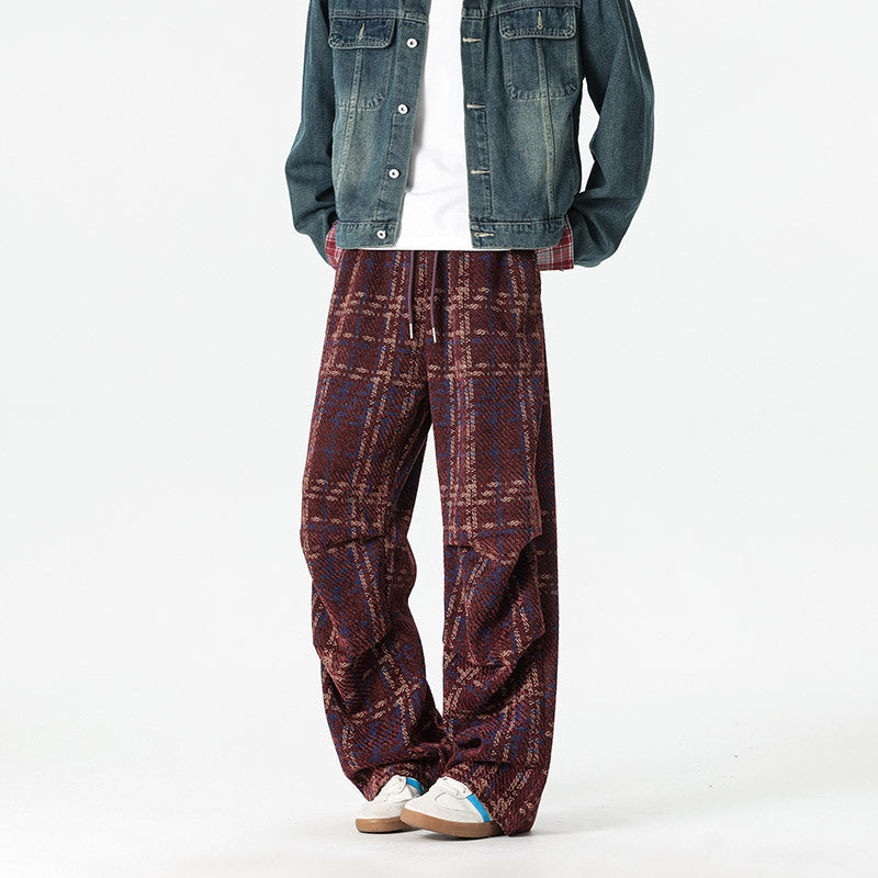 Herren Hose Relaxed Fit kariert mit verstellbarem Bund