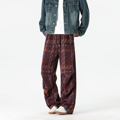 Herren Hose Relaxed Fit kariert mit verstellbarem Bund