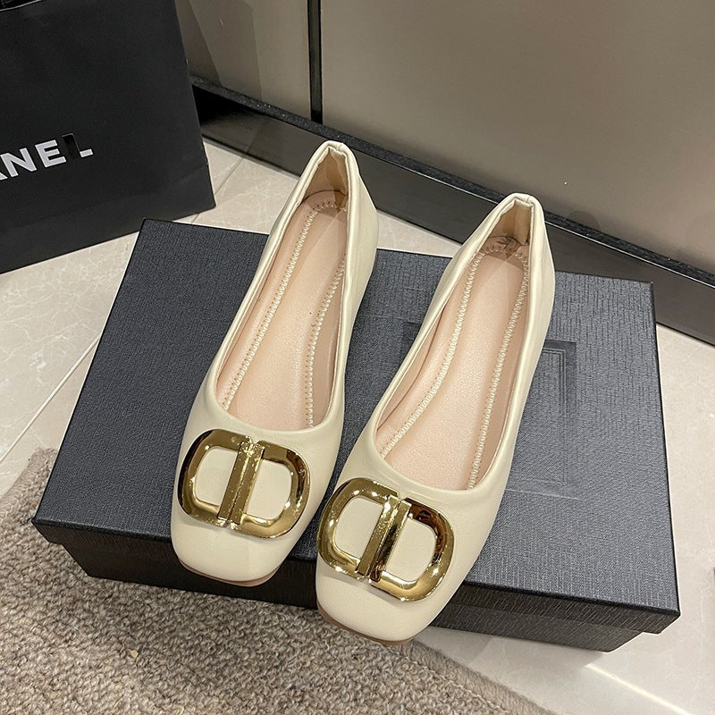 Damen Ballerinas Elegante Schnalle Schuhe Schwarze Mode