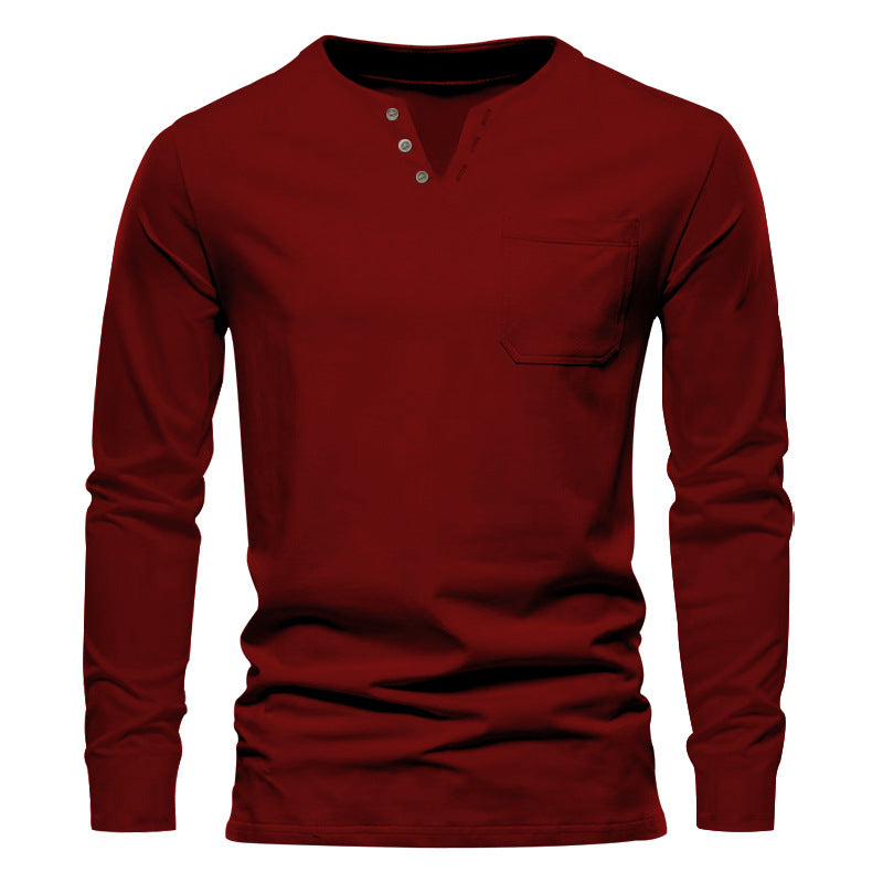 Herren Langarmshirt Mit Brusttasche Modern Knopfdesign - BerlinGlamour