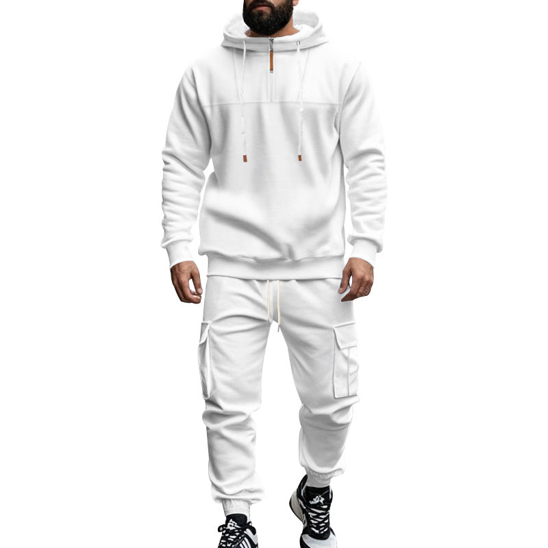 Herren Hoodie Jogginganzug mit Cargo-Taschen Komfort Hochkragen