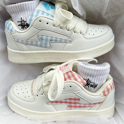 Damen Sneaker Karo Bequem Dämpfung Sport - BerlinGlamour