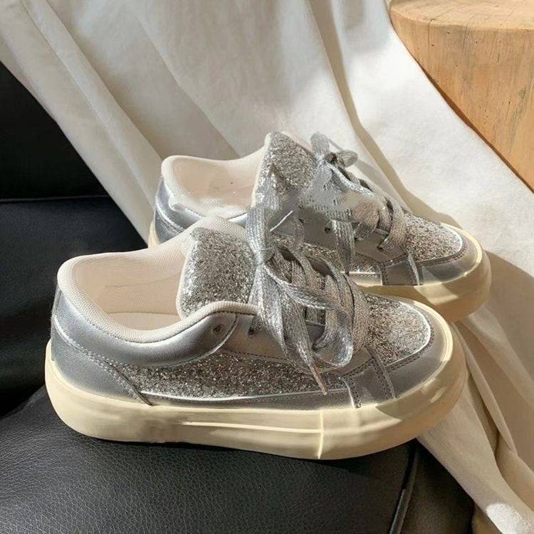Damen Sneaker Glitzer Glanz atmungsaktiv Rutschfest