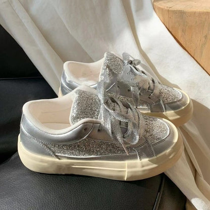 Damen Sneaker Glitzer Glanz atmungsaktiv Rutschfest