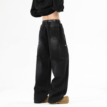 Herren Cargo-Jeans Bequem Weit Geschnitten