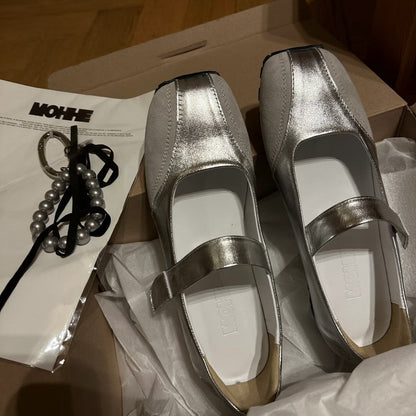 Damen Ballerinas Elegante Schuhe Mit Riemenverschluss